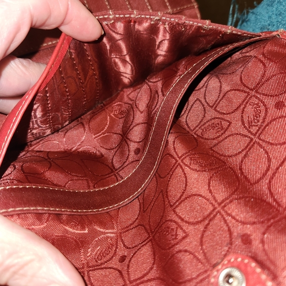 🌞NICE FOSSIL Pretty Red Leather Wallet - Picture 5 of 12